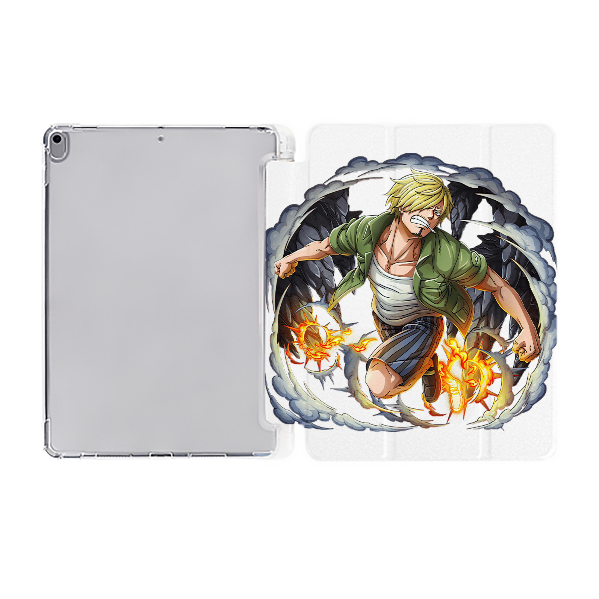 （画像用） ワンピース サンジ ONE PIECE Sanji IPad ケース ペン収納付き 三つ折りスタンド PUレザー×シリコン 対応機種9.5/10.5/10.9インチ